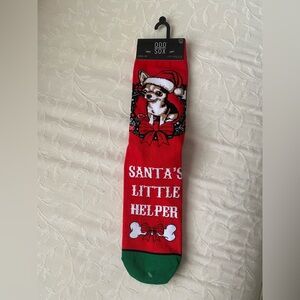 Odd Sox "Santa's Little Helper" chihuahua-themed crew socks size 6-13 unisex